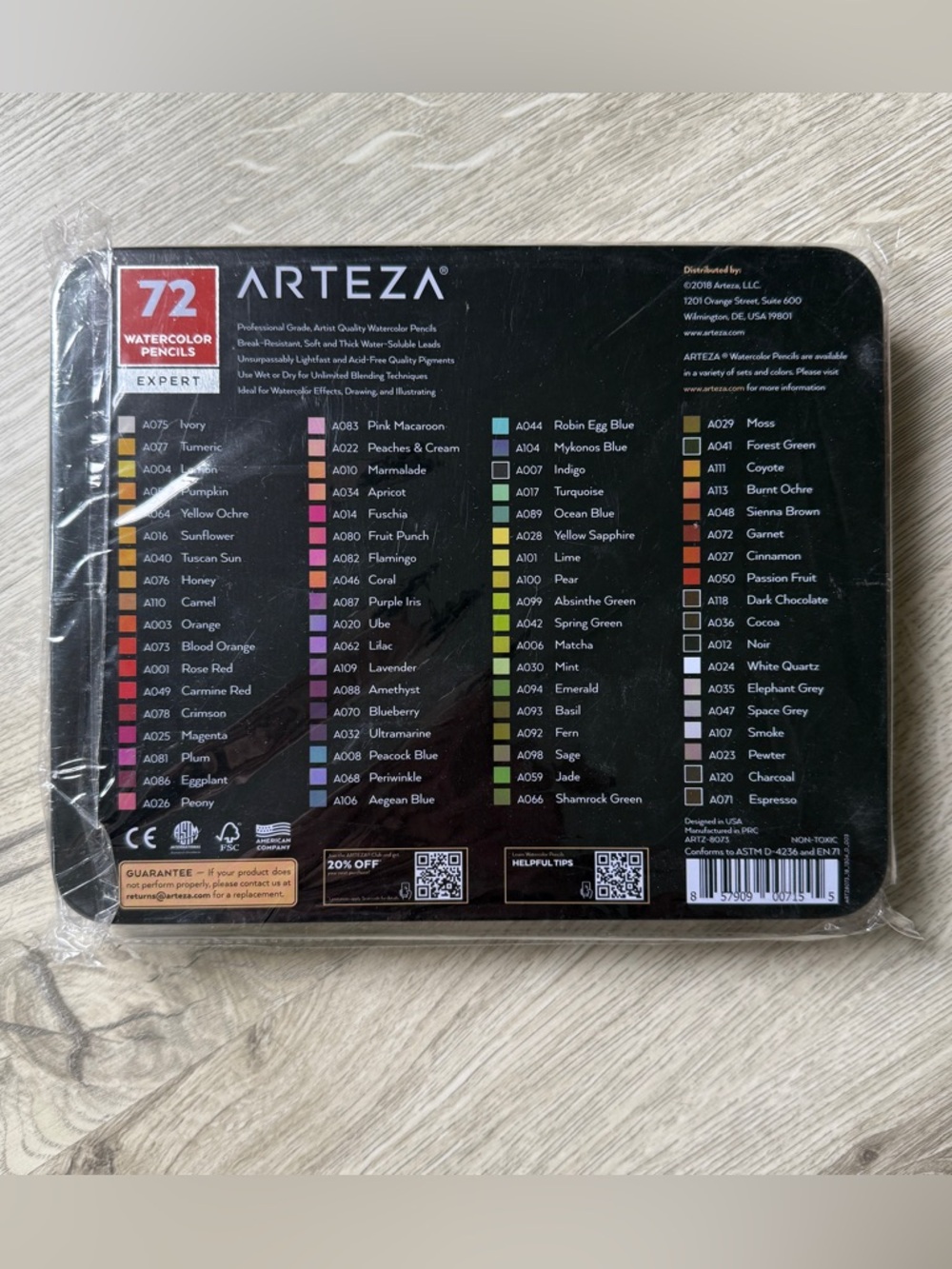 Arteza Expert Professional 72 Watercolor Colored Pencils Set Unopened coloring - Picture 3 of 7
